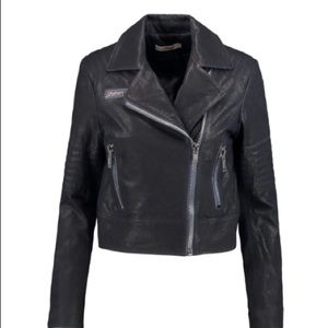 J Brand Chiaki Navy Leather Moto sz L